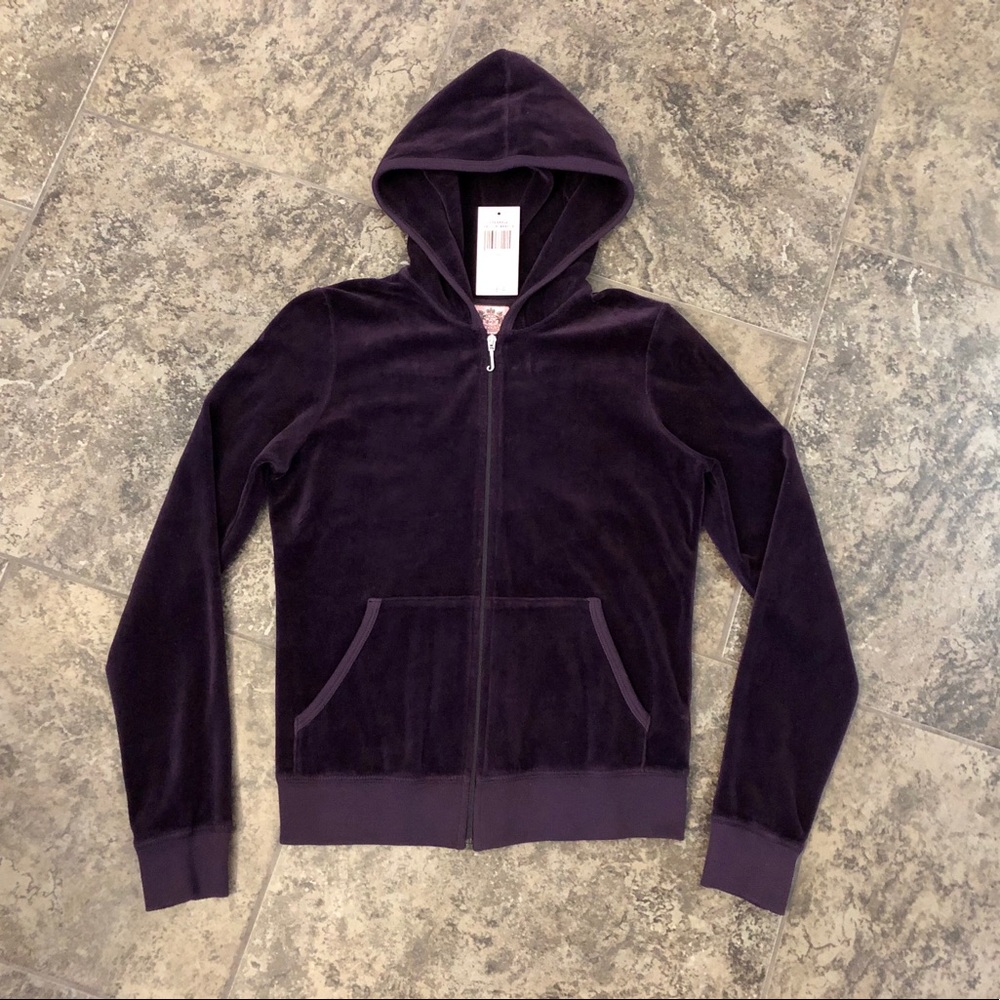 ❌SOLD❌ JUICY COUTURE DARK PURPLE VELOUR HOODIE